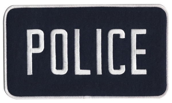 POLICE Back Patch, White/Midnight Navy, 9x5