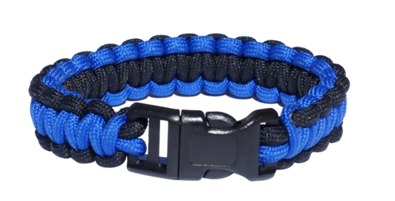 Paracord Survival Bracelet, Blue Line, Large, Women's, Grey Type