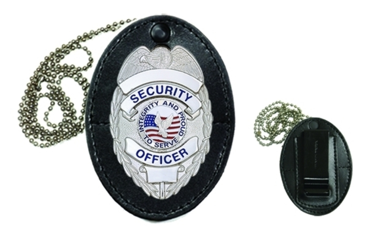 Universal Deluxe Badge Holder, Oval, Clip & Chain