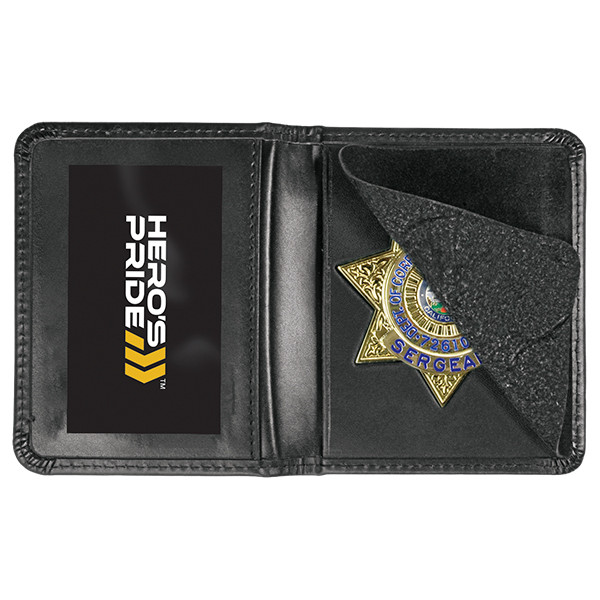 Marshal Leather Oval Police Badge Holder – ID Case With Recessed Cutout – Made In USA