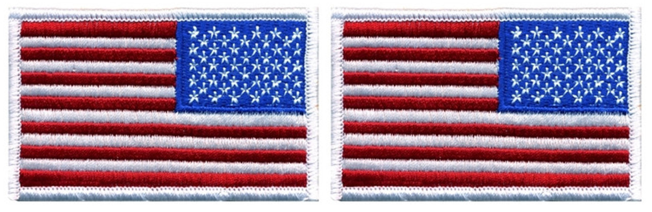 12 Pack Reversed American Flag Patch Gold Border Embroidered