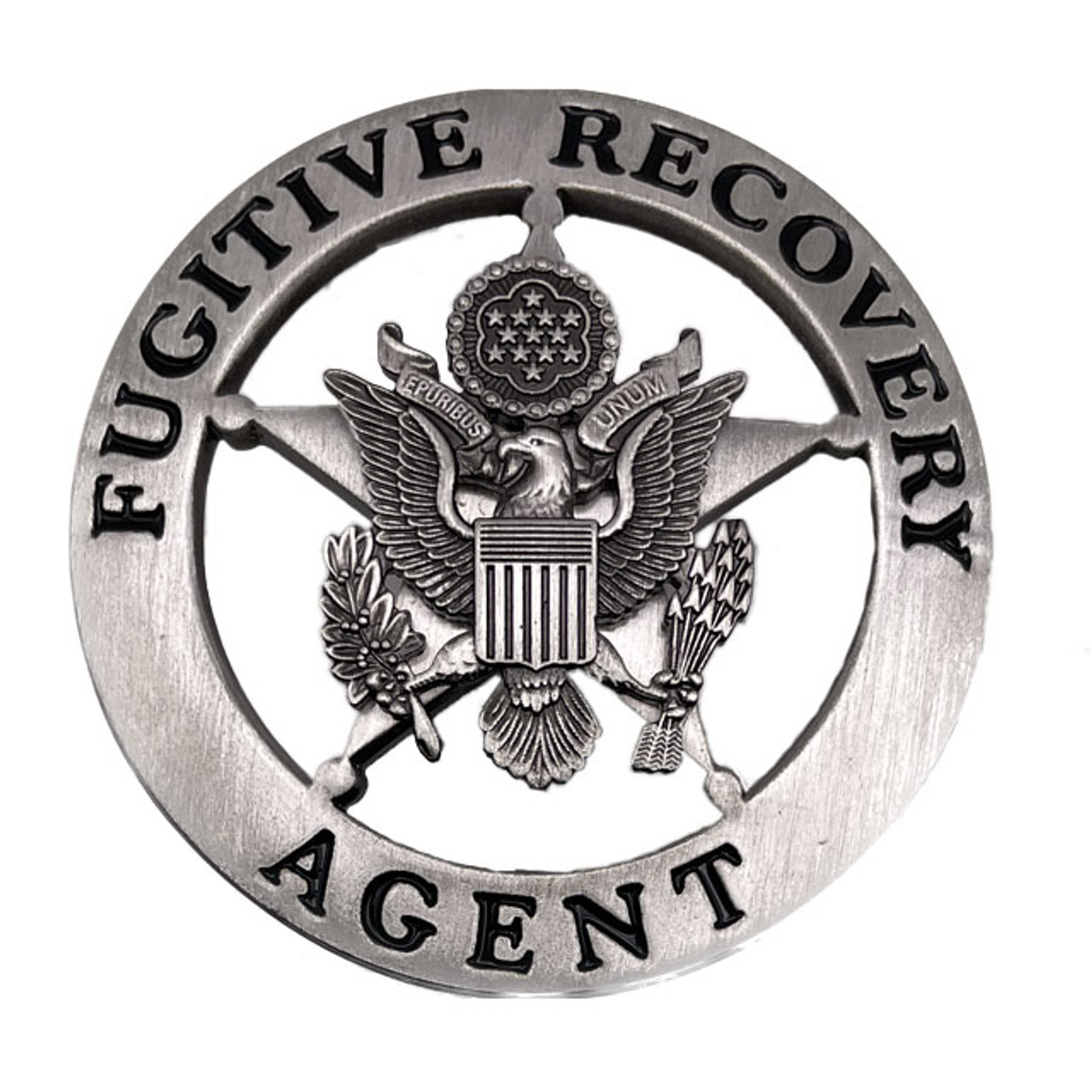 FUGITIVE RECOVERY AGENT BADGE - ANTIQUE SILVER - 2-1/4