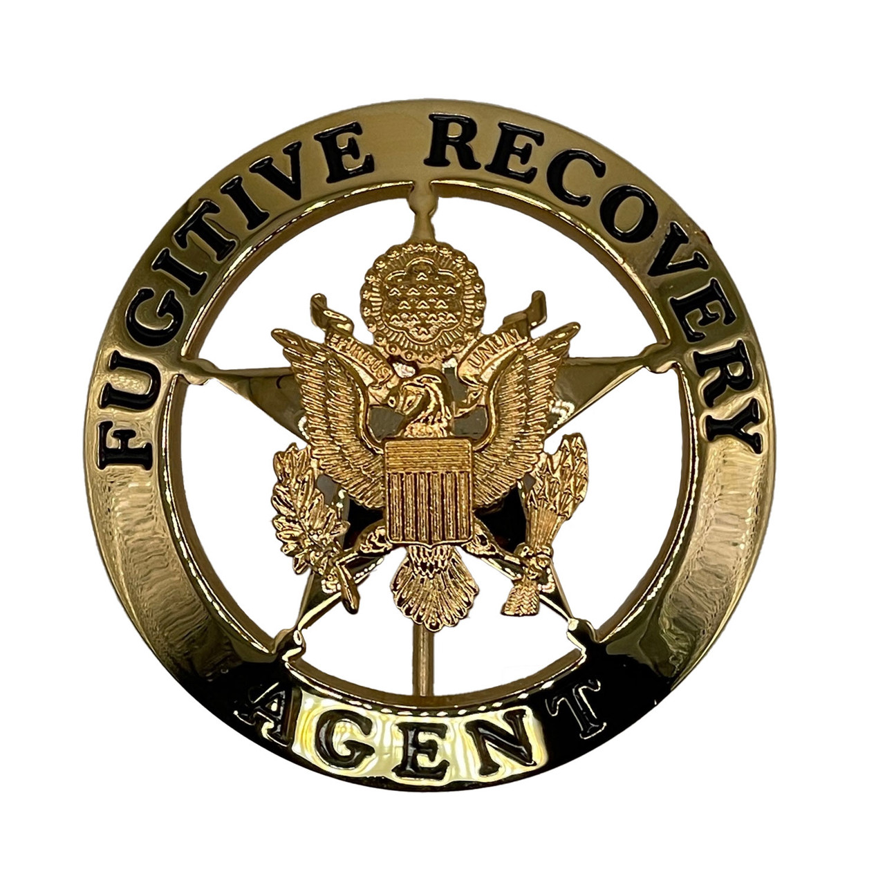 FUGITIVE RECOVERY AGENT BADGE - Gold - 2-1/4