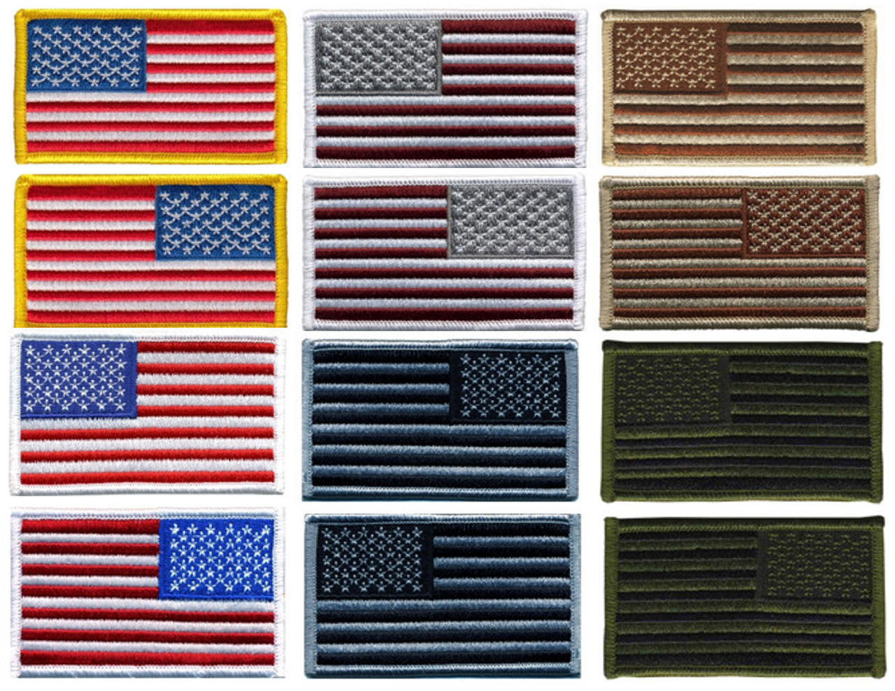 America Flag Patches w/ Hook Backing 3-1/4x1-13/16” – 12 Pack