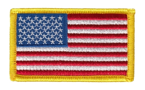 U.S. Flag Patch, Medium Gold, 2-1/2x1-1/2"