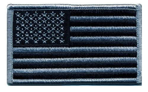 U.S. Flag Patch, Silver & Black, 3-3/8x2"