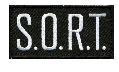 S.O.R.T. Chest Patch, White/Black, 4x2"