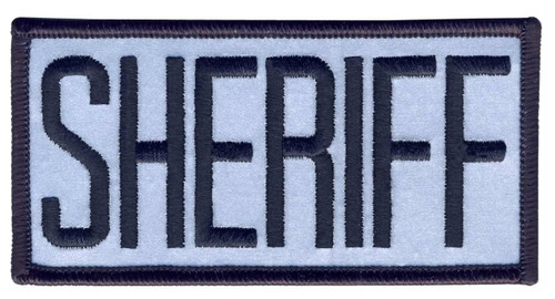 SHERIFF Chest Patch, Reflective, Hook, Black/Reflective Grey, 4x2