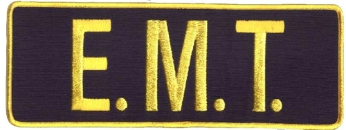 E.M.T. Back Patch, Hook, Medium Gold/Navy Blue, 11x4"