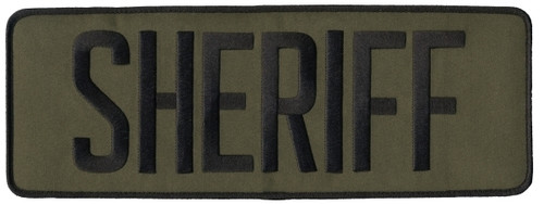 SHERIFF Back Patch, Hook, Black/O.D., 11x4"