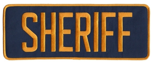 SHERIFF Back Patch, Hook, Dark Gold/Brown, 11x4