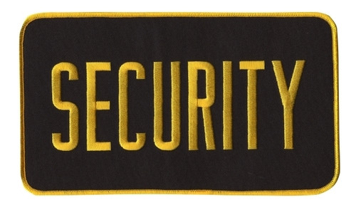 SECURITY Back Patch, Hook, Medium Gold/Black, 9x5"