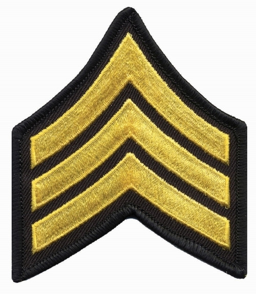 SGT Chevrons, Merrowed Border, Medium Gold/Black, 3" Wide, Pairs