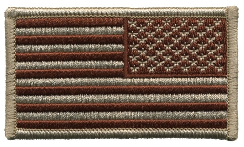 U.S. Flag Patch, Reverse, Hook, Desert, 3-1/4x1-13/16"