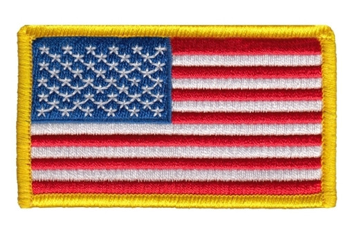 U.S. Flag Patch, Hook, Medium Gold, 3-1/4x1-13/16"