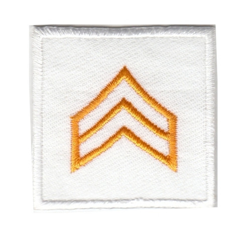 SGT, Embroidered Rank, Pair, Dark Gold/White, 1-1/2x1-1/2"