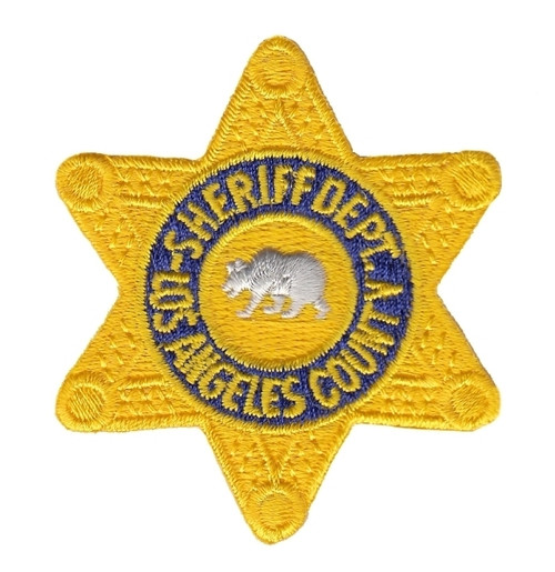 SHERIFF DEPT. LOS ANGELES COUNTY Star Badge Patch, Full Color, Full Color, 2-1/4x2-1/2"