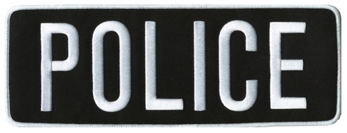 POLICE Back Patch, White/Black, 11x4" - Sew On backing