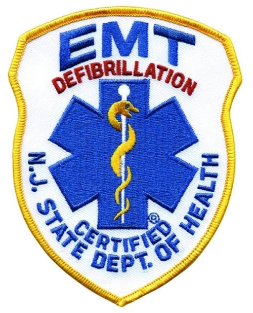 NJ DOH EMT DEFIB Shoulder Patch, 4x5"
