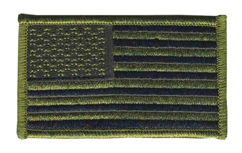U.S. Flag Patch, Hook, O.D./Black, 3-3/8x2"
