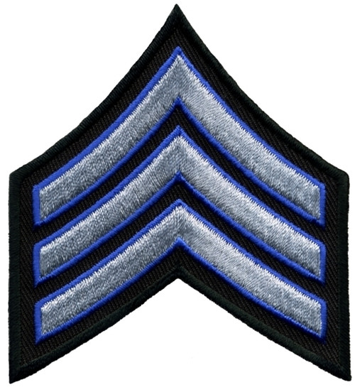 SGT Chevrons (NY), Silver-Royal/Black, 3" Wide, Pairs