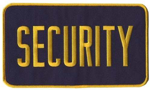 SECURITY Back Patch, Medium Gold/Navy, 9x5" - Sew On backing