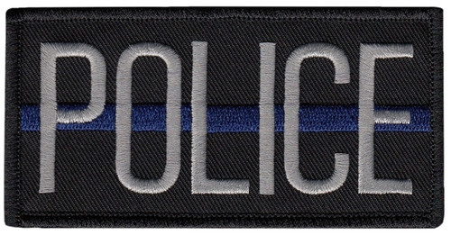 POLICE Chest Patch, Hook, Silver/Blue/Black, 4x2"