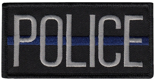 POLICE Chest Patch, Silver/Blue/Black, 4x2"