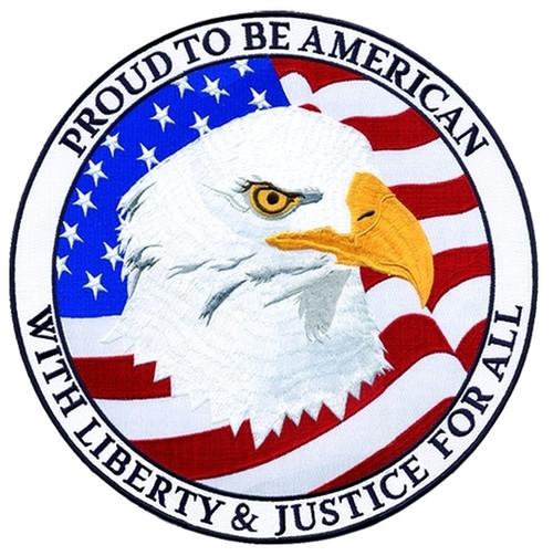 PROUD TO BE AMERICAN WITH LIBERTY Tribute Patch, 12" Circle