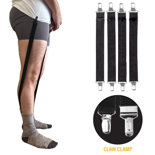 Shirt Holders Adjustable w/ Claw Clasp Single Strap - Black