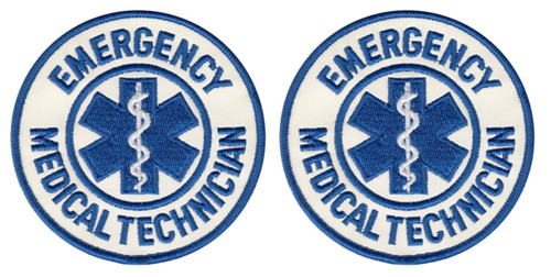 2 Pack - EMERGENCY MEDICAL SERVICES Shoulder Patch, Reflective, Reflective, 3-1/2" Circle