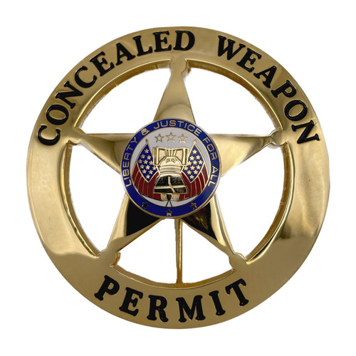 CONCEALED WEAPON PERMIT - Gold - Marshal Style - 2-1/4" Circle