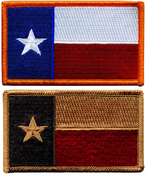 Texas Flag patches w/ hook backing 3-3/8x2” – 2 Pack