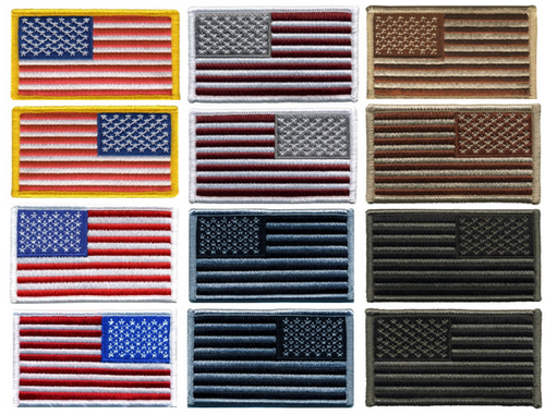 America Flag Patches w/ Iron-On Backing 3-1/4x1-13/16” – 12 Pack