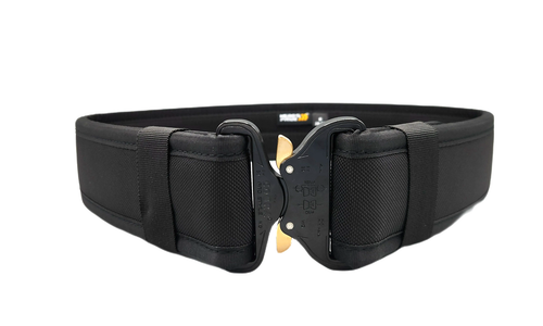 Cobra rigid duty belt, 2.25 inch, black 1680 denier ballistic, front view