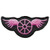 Pink Line - Wheel w/Wings Patch, 2-3/4x1-1/4"