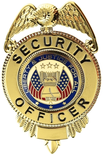 SECURITY OFFICER Badge, Enameled & Plated Durable 5-Pc Pin/Catch, 1-5/8x2-1/2&#34;-Hero&#8216;s Pride