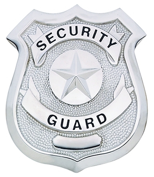 Security Officer Badge, Durable 5-Pc Pin/Catch, 2-1/4x2-5/8