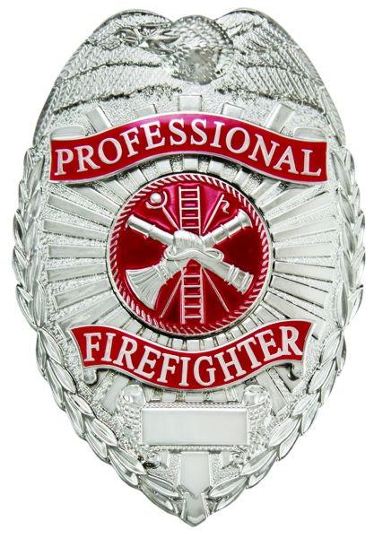 PROFESSIONAL FIREFIGHTER Badge, Durable 5-Pc Pin/Catch, 2-1/4x3-1/8&#34;-Hero&#8216;s Pride