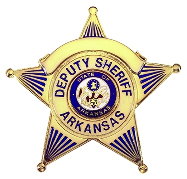 DEPUTY SHERIFF ARKANSAS Badge, Durable 5-Pc Pin/Catch, 2-5/8x2-1/2&#34;-