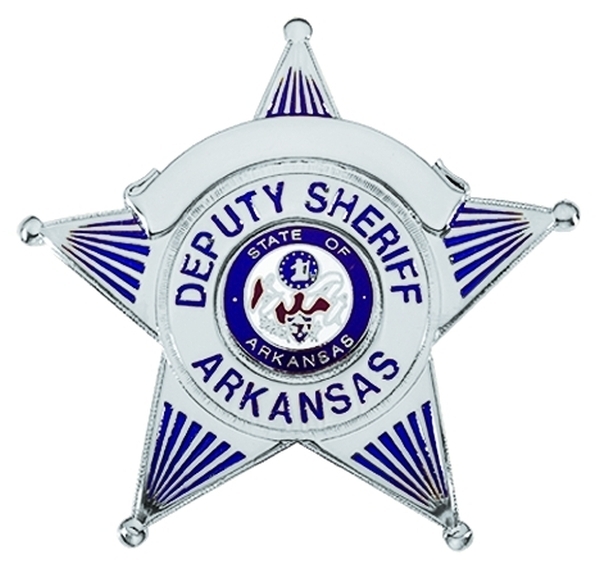 DEPUTY SHERIFF ARKANSAS Badge, Durable 5-Pc Pin/Catch, 2-5/8x2-1/2&#34;-Hero&#8216;s Pride