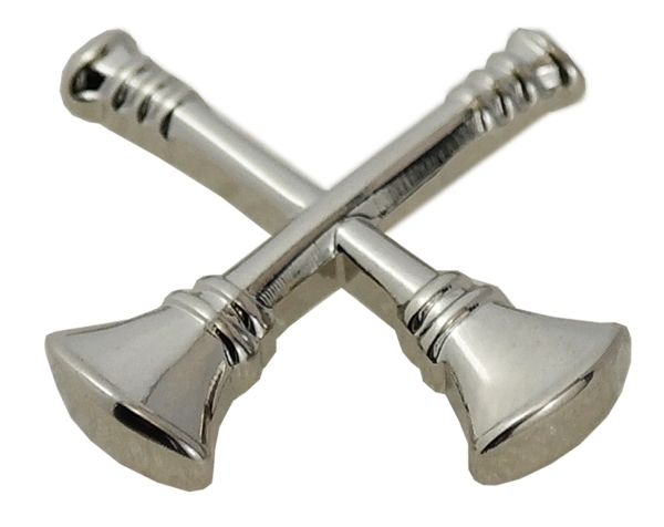 Captain, 2 Crossed Bugles, 2 Posts & Clutch Backs, Pairs, 3/4&#34; High-Hero&#8216;s Pride