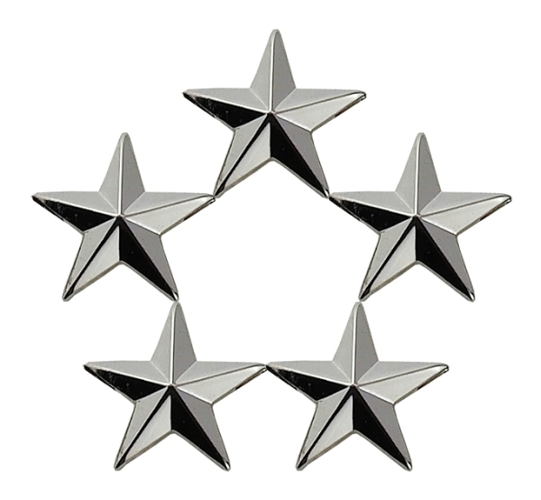 5 Star Cluster, 2 Posts & Clutch Backs, PairsGold, __&#34;H (7/16 Stars)-Hero&#8216;s Pride