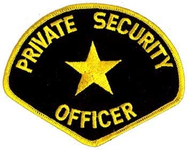 PRIVATE SECURITY OFFICER Shoulder Patch, Gold Border, 3-3/4x4-1/2