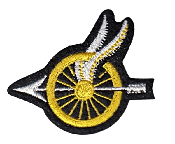 Wheel w/Wings Shoulder Patch, Arrow Points, 2-1/8x1-3/4&#34;-HP