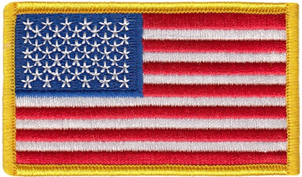 U.S. Flag Patch; Medium Gold-