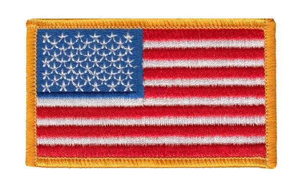 U.S. Flag Patch, Dark Gold, 3-3/8x2&#34;-HP