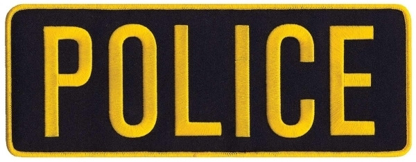 POLICE Back Patch; Medium Gold/Midnight-