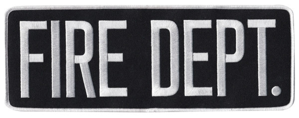 FIRE DEPT. Back Patch, White/Black, 11x4"-Hero‘s Pride