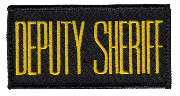 DEPUTY SHERIFF Chest Patch, Medium Gold/Black, 4x2&#34;-Hero&#8216;s Pride